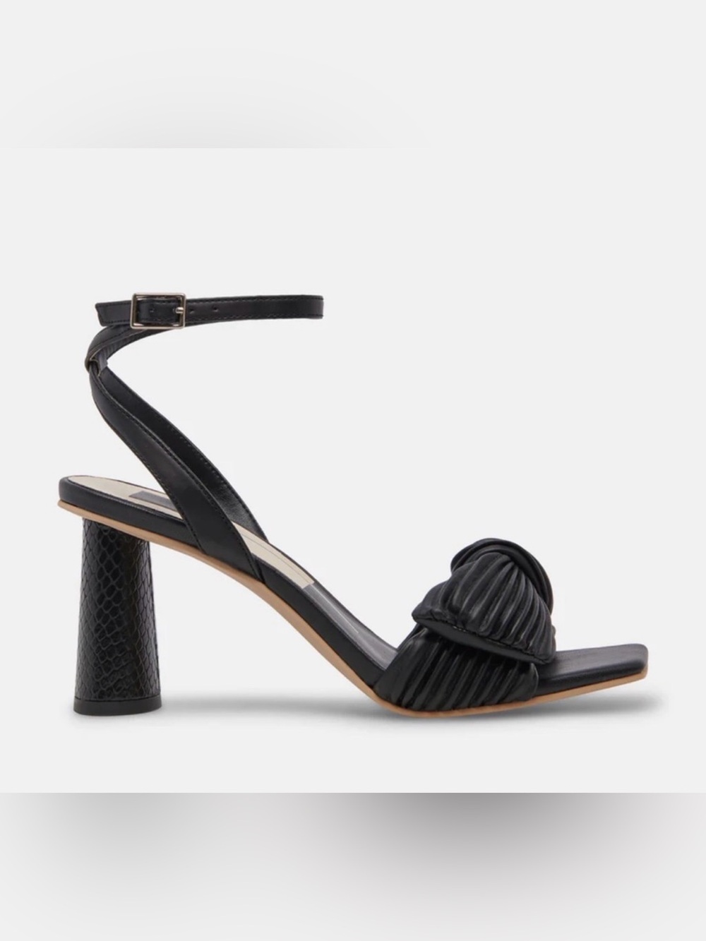 Dolce Vita Pellia Black Ankle-Strap Round Block Heel Sandals